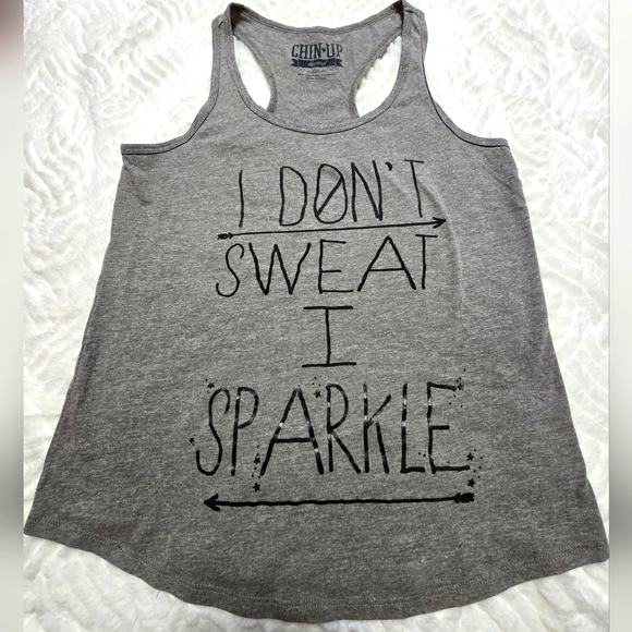 Chin Up Apparel Tops - CHIN-UP Racerback Work Out Tank Top. Grey. Size M